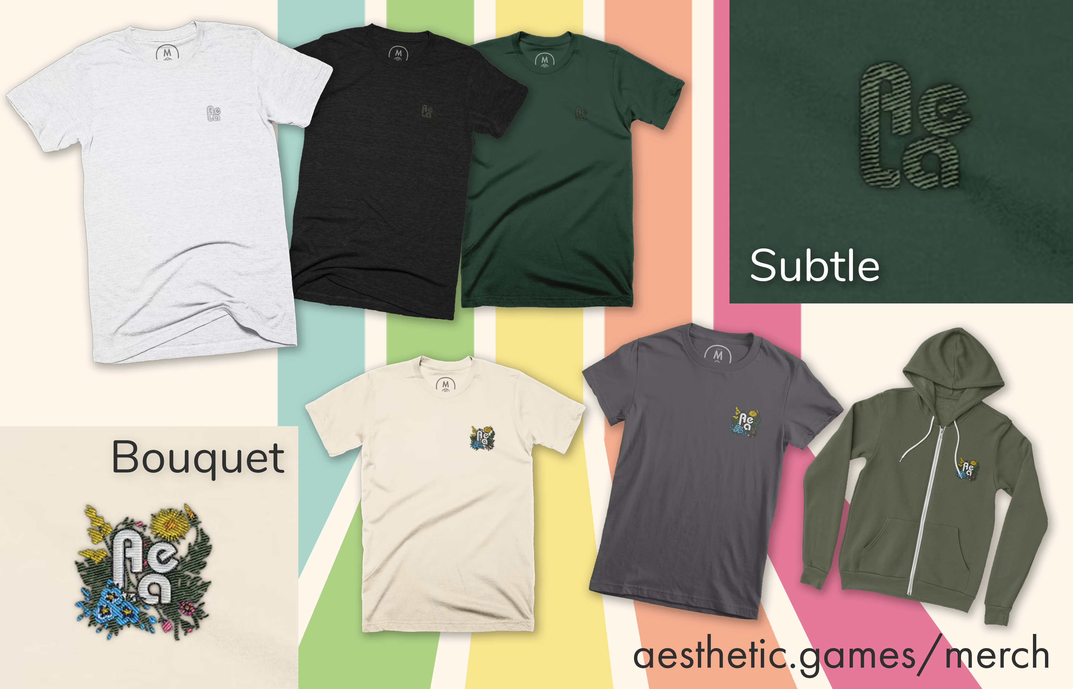 New AeLa embroidered merch